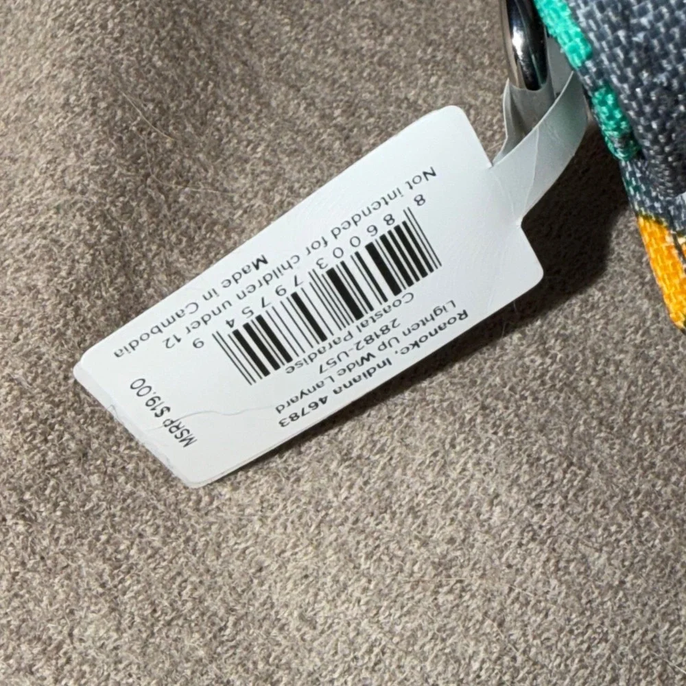 Vera Bradley Lighten Up Wide Lanyard Coastal Paradise Floral Grey 28182-U57 NEW